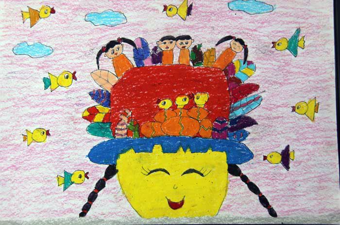 这幅中秋节儿童画制作精美,图画搭配漂亮,主题突出,是一幅不错的简图片