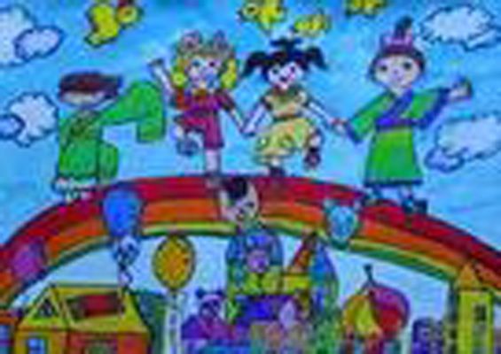 庆六一儿童画:世界的儿童节
